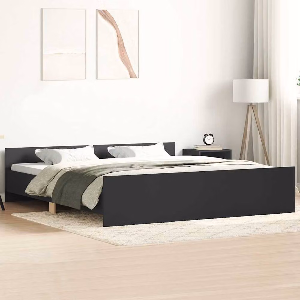 Berkfield Home Bed Frame with Headboard and Footboard in Black, W/D/H: 160 x 200 cm – 2