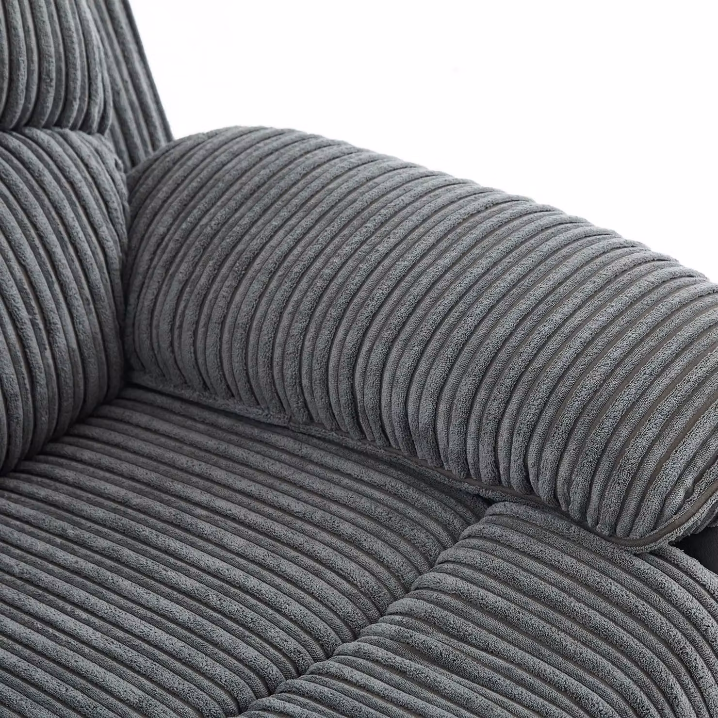 FURNITURE ONE Electric Reclining Armchair in Grey Corduroy Fabric – 5