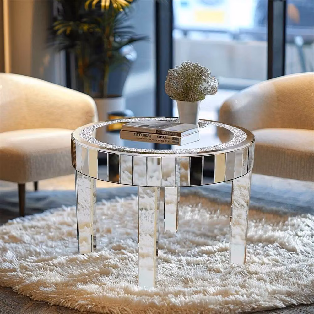 SPETLEK Round Mirrored Glass Coffee Table in Silver – 4