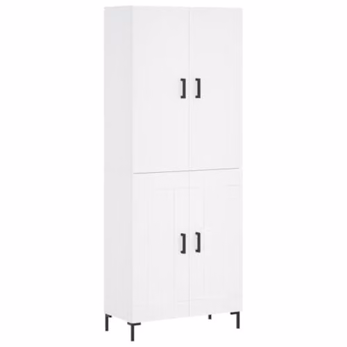 vidaXL Modern White Highboard with Hinged Doors and Internal Shelves, W/D/H: 69.5 x 34 x 180 cm
