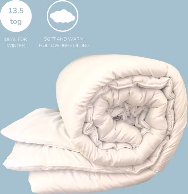 Homespace Direct Ltd 13.5 Tog Hollowfibre Winter Duvet, White, Super King Size