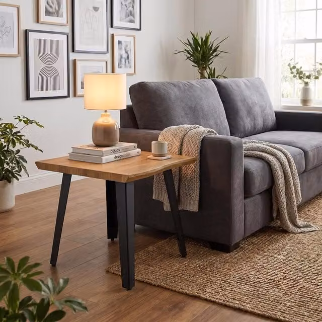 FWStyle Nassau Oak Effect Wave Edge End Side Table