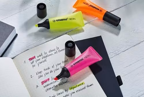 STABILO NEON Highlighter Set in Yellow, Pink, Green and Orange with Chisel Tip – 2
