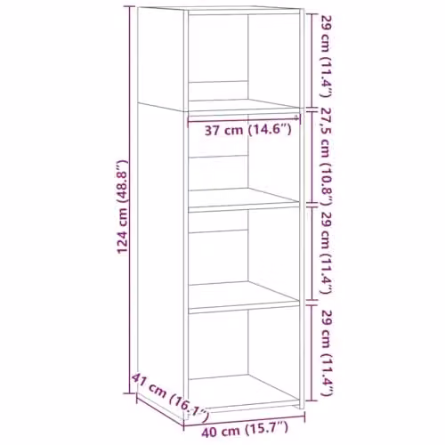 vidaXL Highboard in Brown Oak, W/D/H: 40 x 41 x 124 cm – 3
