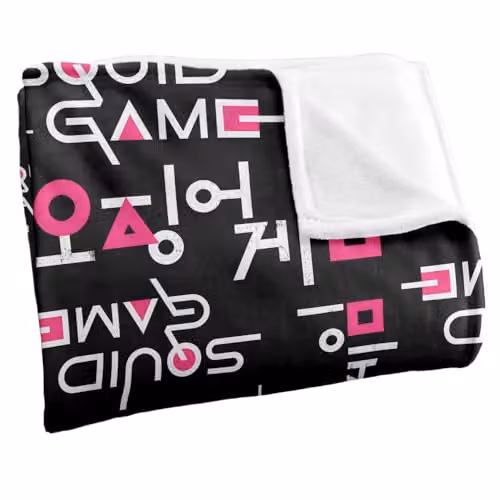 Netflix Squid Game Officially Licensed Silky Touch Super Soft Fleece Throw Blanket in White and Multicolour, W: 152 cm, D: 127 cm – 2