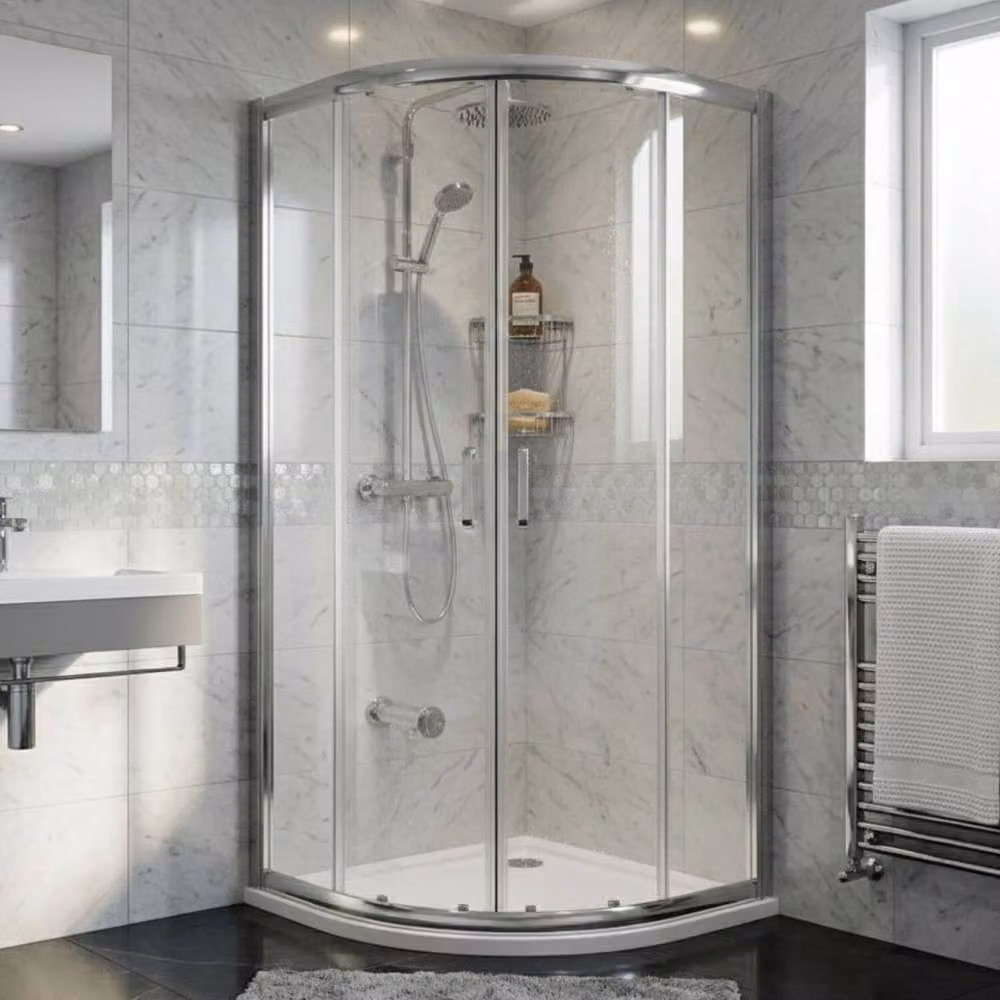 Balterley Ellenhall 8mm Glass Quadrant Corner Shower Enclosure, Silver, W/D: 1000 x 1000 mm – 2