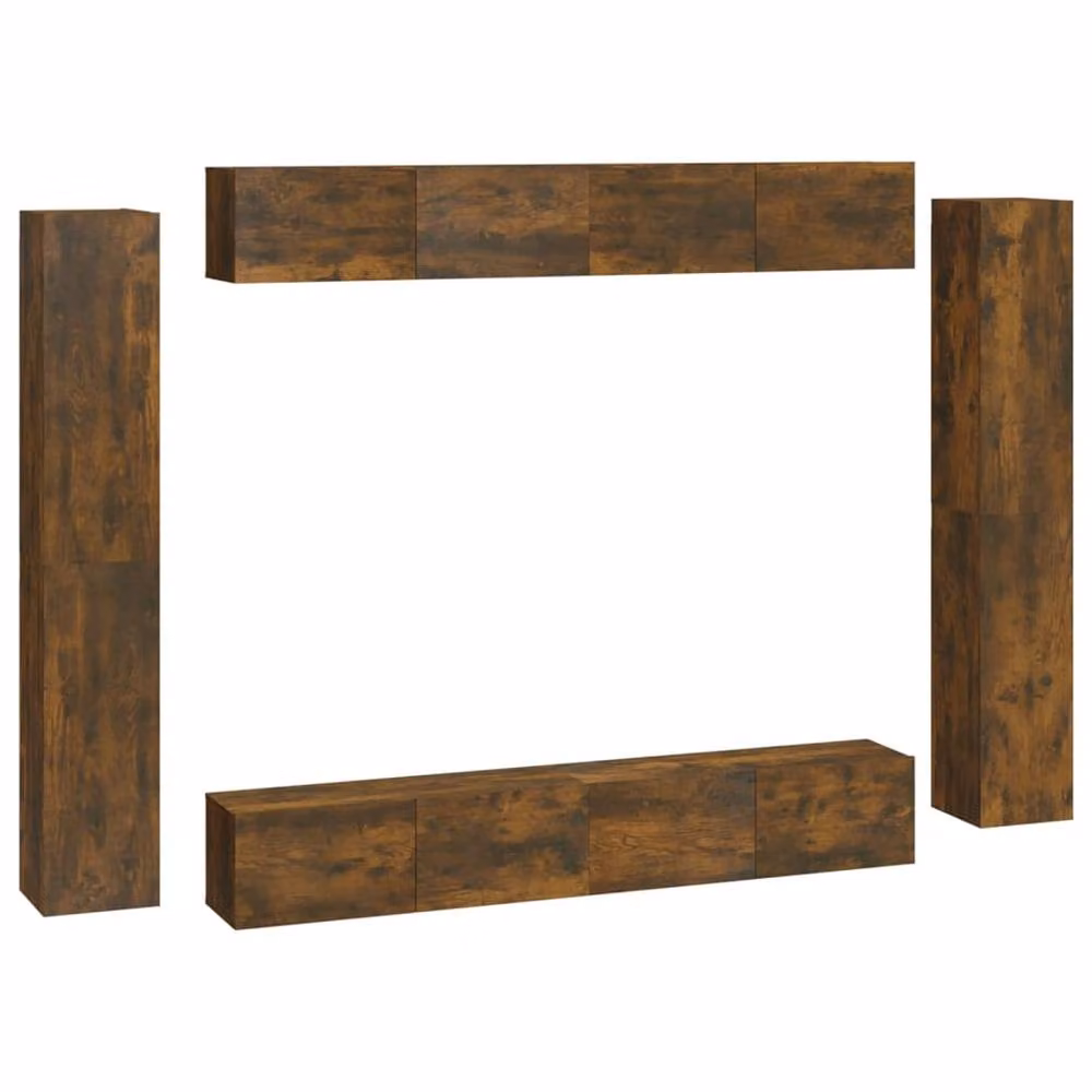 Berkfield Home 8 Piece Smoked Oak TV Cabinet Set in Brown – 2