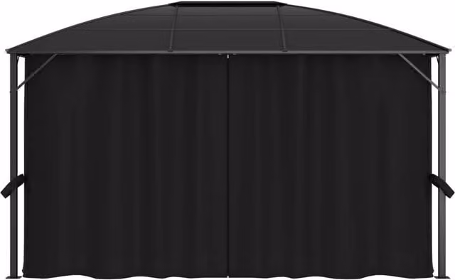 Berkfield Home Gazebo with Curtains, Anthracite and Black, W/D/H: 400 x 300 x 265 cm – 1