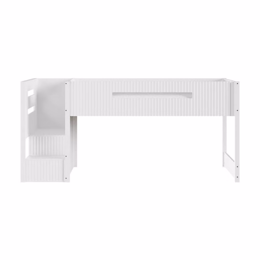 Flair Furnishings Luca Ribbed Mid Sleeper Bed Frame with 3 Drawer Chest Pair in White – 2