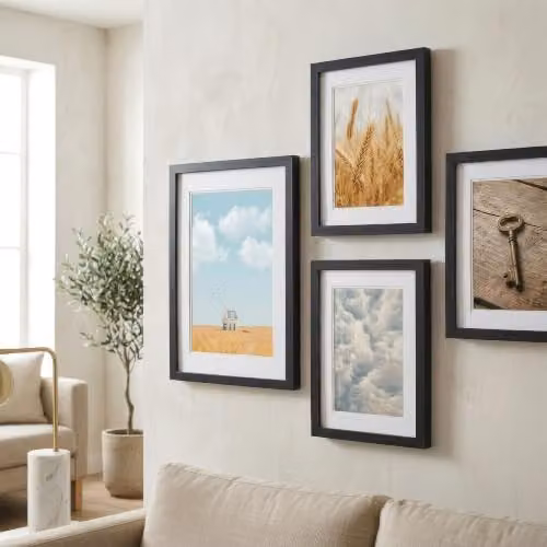 Nicola Spring A3 Single Picture Frame in Black with White A4 Mount and Acrylic Glass – 3