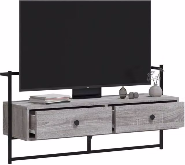 Berkfield Home Wall-mounted TV Cabinet in Grey Sonoma, W: 100.5 cm, D: 30 cm, H: 51 cm