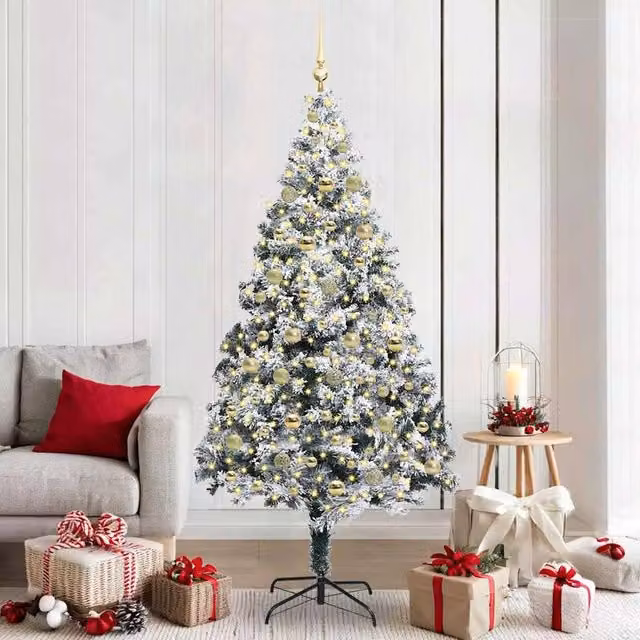 Berkfield Home Artificial Christmas Tree with 300 LEDs and Stand, Green, Height: 210 cm – 1