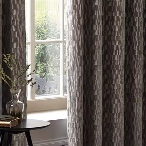 Paoletti Manhattan Velvet Blackout Eyelet Curtains, Grey/Brown, H 229 cm x W 229 cm – 4