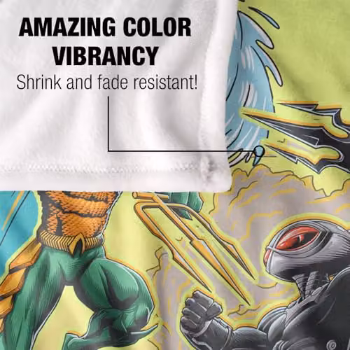 LOGOVISION Aquaman and The Lost Kingdom Battle In The Ocean Super Soft Snuggle Blanket, Multicolour, W/D/H: 91 x 147 cm – 3