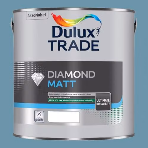 Dulux Trade Diamond Matt Dispersion Paint in Stonewashed Blue, 2.5l