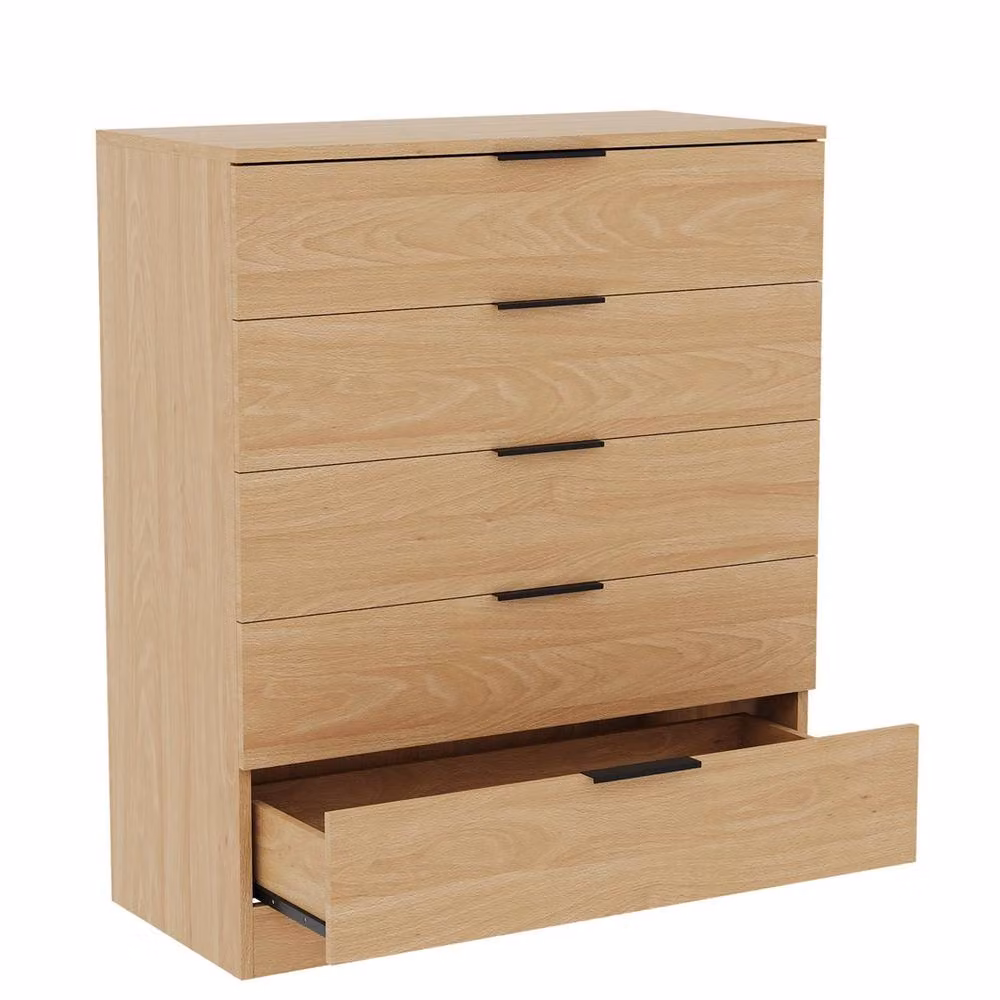 EONLION Modern Pine 5-Drawer Bedroom Storage Chest in Brown – 2