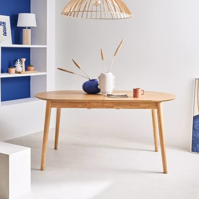 sweeek Extendable Oval Dining Table, 6 to 8 Seater, Brown, W/D/H: 180 x 90 x 75 cm