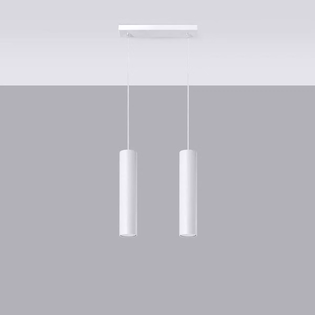 Sollux Lighting Modern White Metal Pendant Lamp with 2 Lights, W/D/H: 90 x 30 x 6 cm – 2
