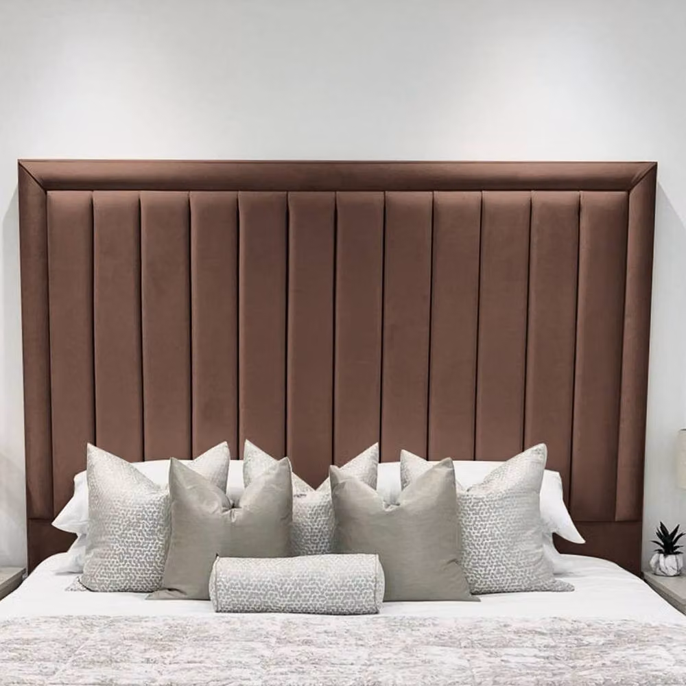 UK Bed Furniture Hampton Modern Upholstered Velvet Bed Frame in Brown, W/D/H: 90 x 190 cm – 2