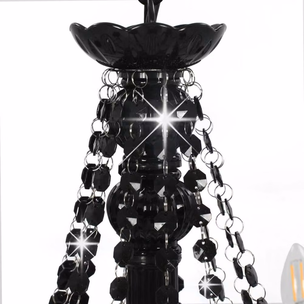 Berkfield Home Beautiful Chandelier with Beads in Black, 12 x E14 Bulbs – 3