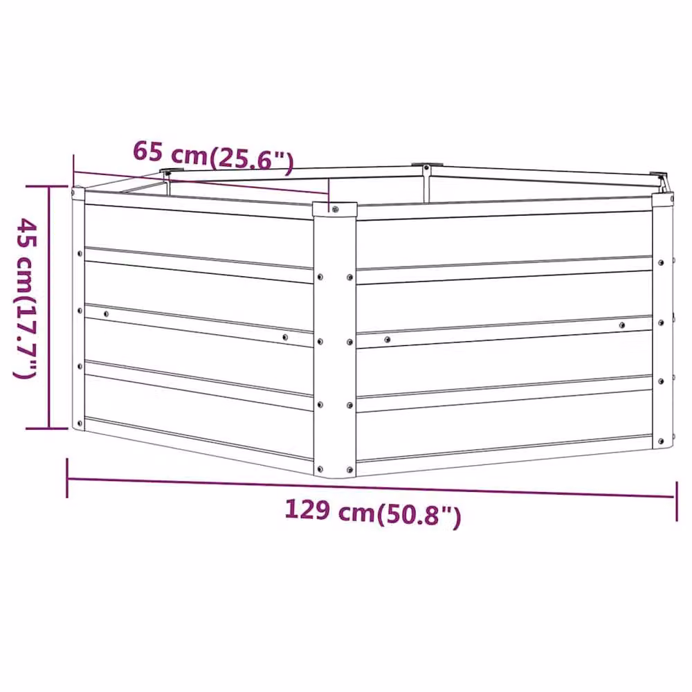Berkfield Home Garden Raised Bed in Brown Corten Steel, W/D/H: 129 x 129 x 45 cm – 4