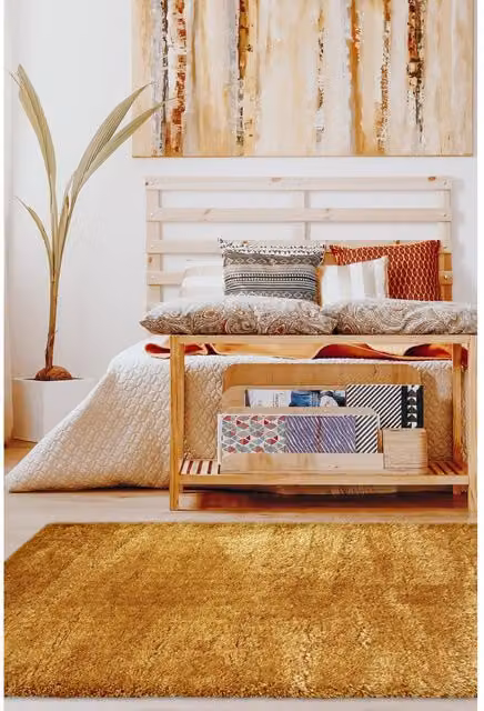 Melrose Interiors Laguna Modern Rectangular Shaggy Area Rug in Orange, W: 200 cm, L: 290 cm