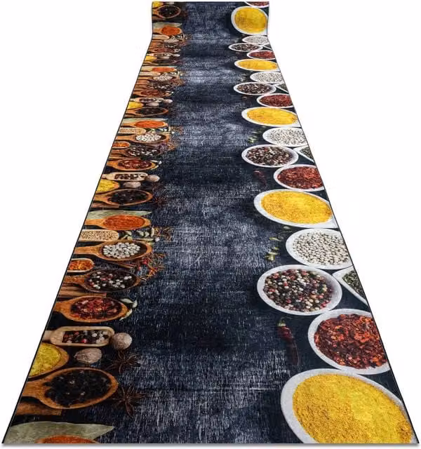 RugsX Anti-Slip Lotus Runner in Grey, W/D/H: 120 x 260 cm