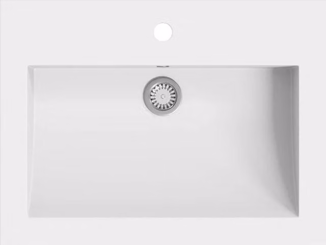 Berkfield Home White Granite Composite Rectangular Basin W/D/H: 60 x 45 x 12 cm