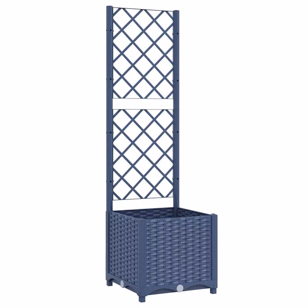 Berkfield Home Garden Planter with Trellis in Dark Grey, W/D/H: 40 x 40 x 136 cm – 3