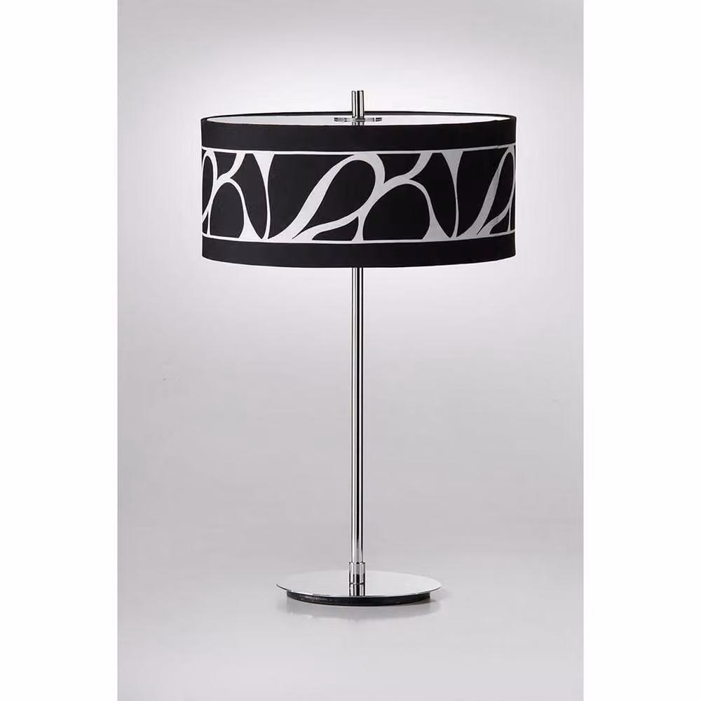 Netlighting Manhattan 2-Light Table Lamp with Chrome and Black Patterned Shade – 2