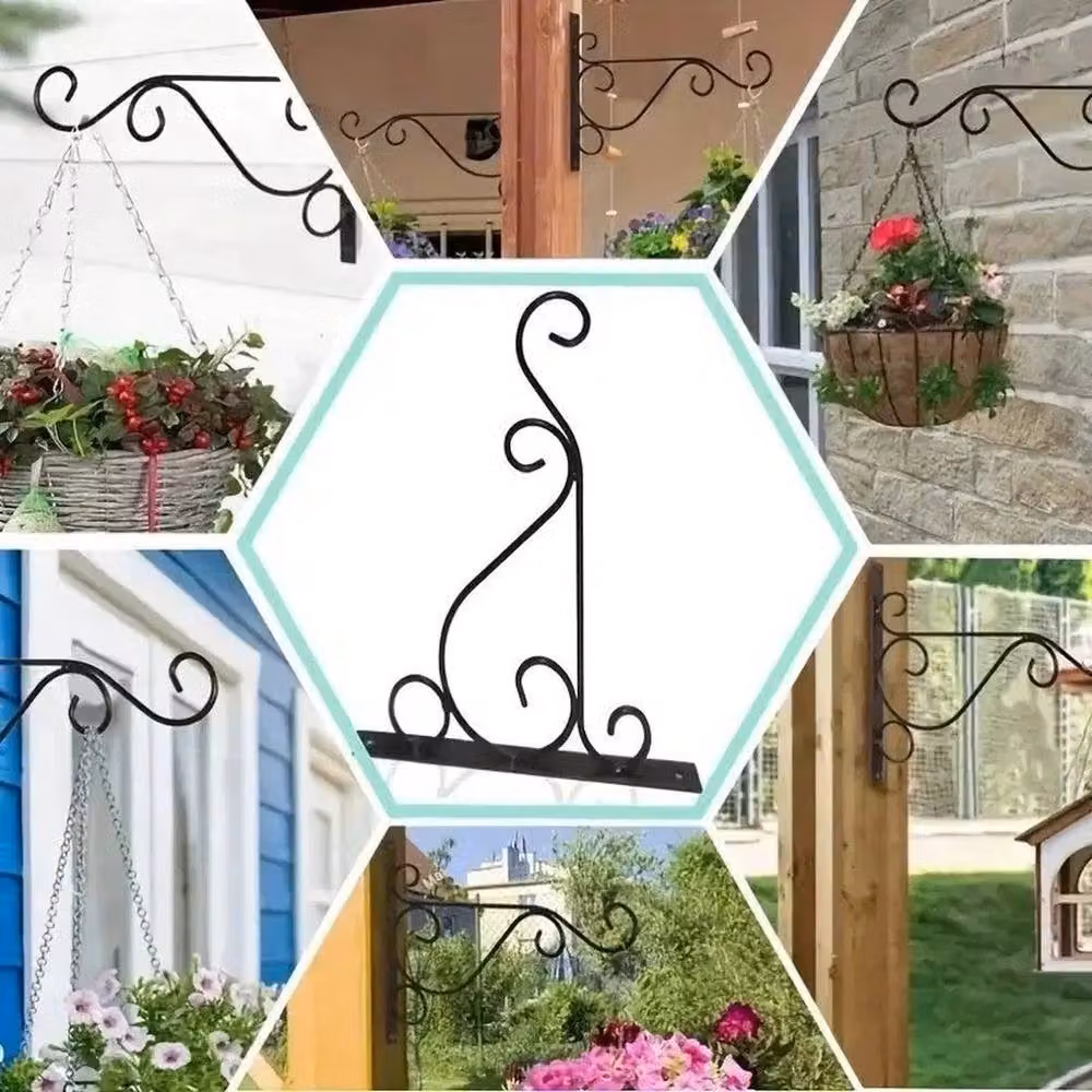Spetlek Heavy Duty Metal Garden Hanging Basket Brackets and Plant Hanger Hooks, Black, W/D/H: 100 x 52 x 20.5 cm – 3