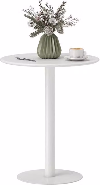 Nordara White Round Dining Table with Metal Central Column, Diameter: 60 cm – 1