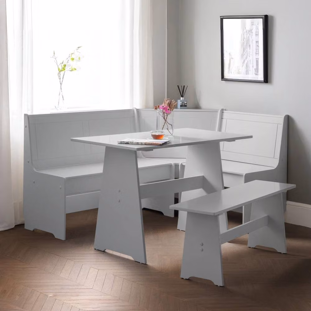 Cheshire Premium Newbury 158cm Corner Dining Set with Storage Bench in Dove Grey – 2