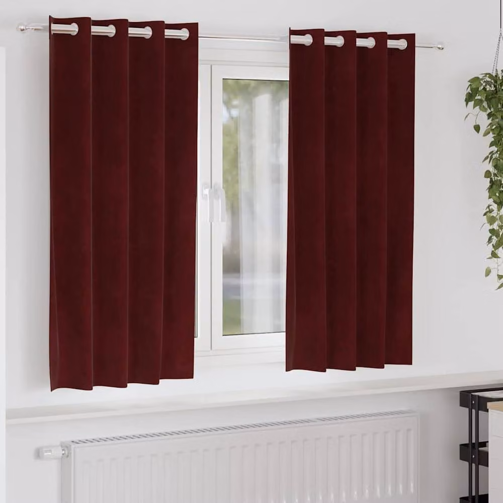 Berkfield Home Blackout Velvet Eyelet Curtains, 2 Pack, Red – 2