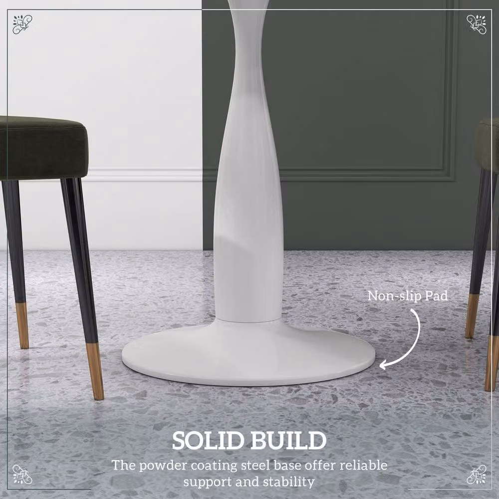 Wyld Haus Round White Dining Table with MDF Top and Steel Base, Diameter: 80 cm, Height: 74 cm – 5