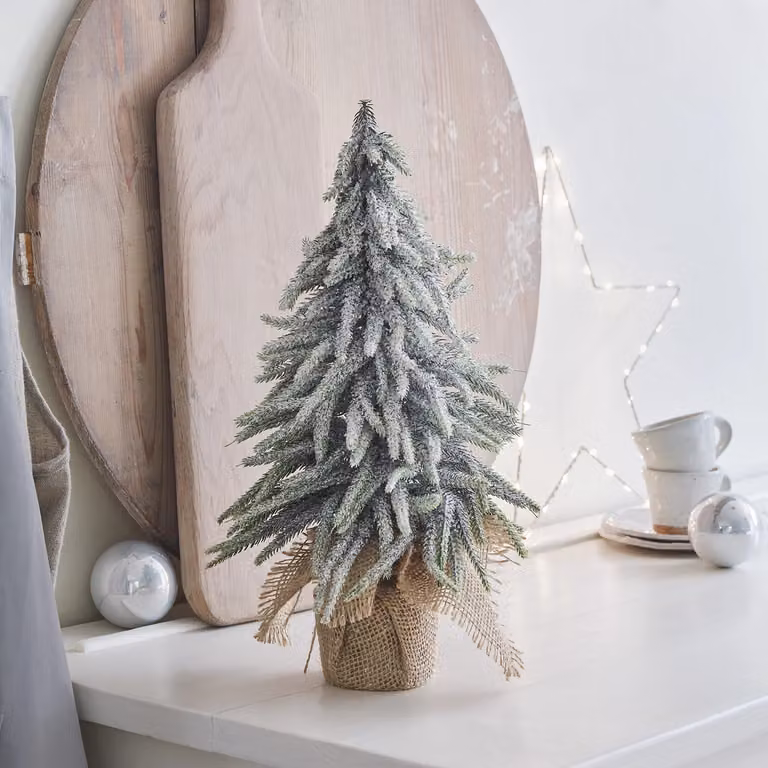 Snowy Mini Christmas Tabletop Tree in Green, H: 35 cm, W: 20 cm, D: 20 cm