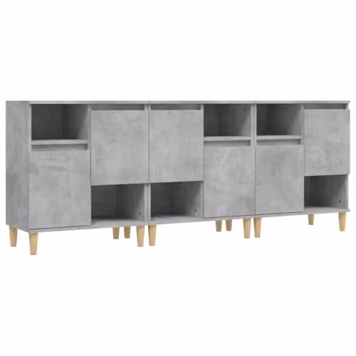 vidaXL Set of 3 Sideboards in Concrete Grey, Engineered Wood, W/D/H: 60 x 35 x 70 cm
