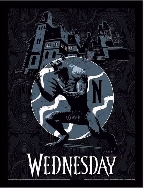 Wednesday Wolf Enid Multicolour Framed Paper Wall Poster in Black – 1