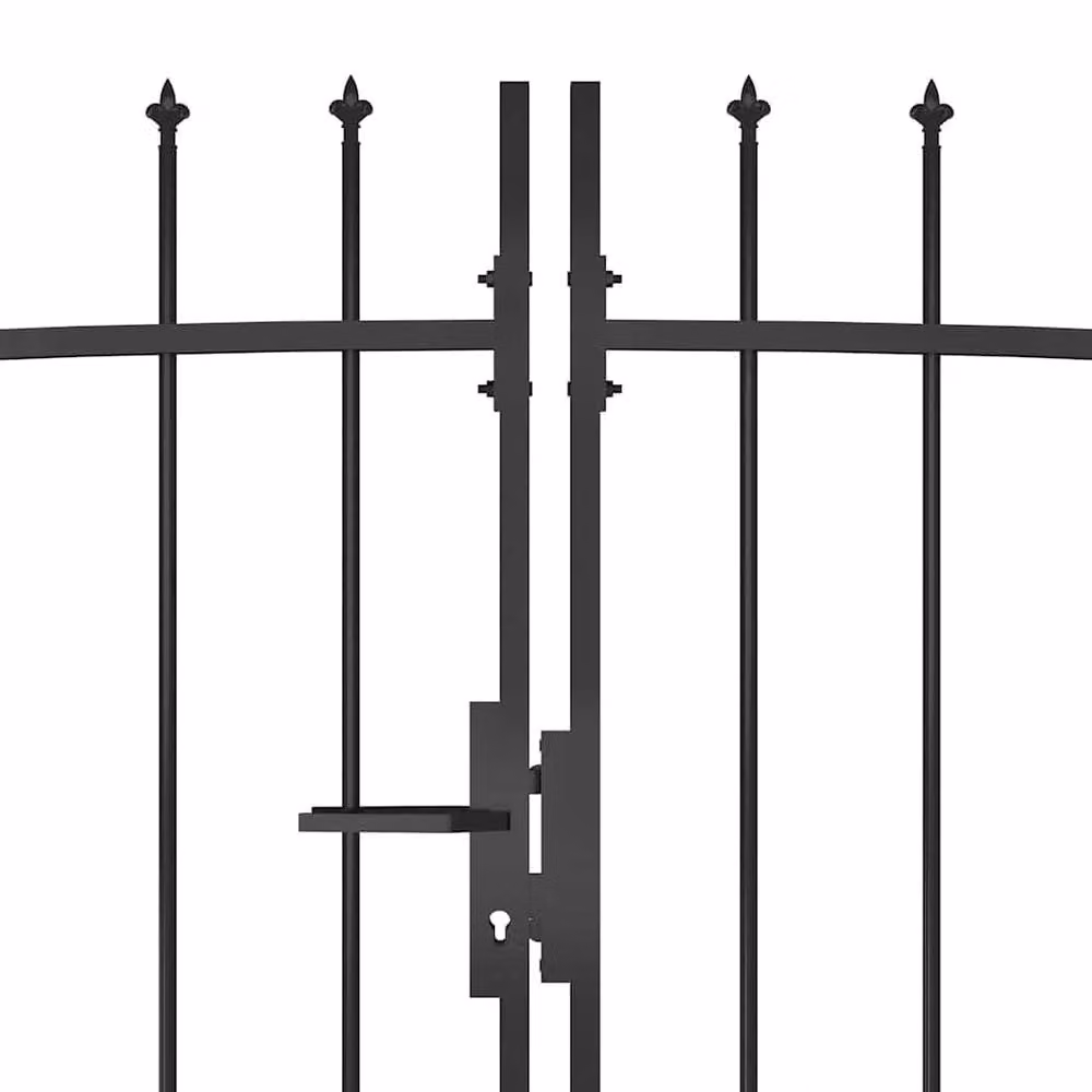 Berkfield Home Elegant Garden Fence Swing Gate with Spear Top, Black, W: 5 m, H: 2.25 m – 2