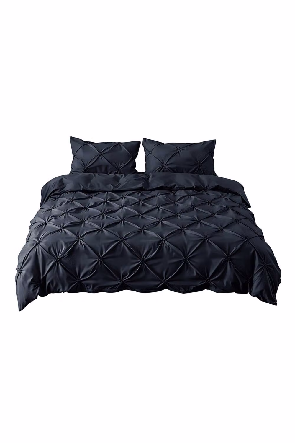 Living and Home Textured Pinch Pleat 3 Piece Duvet Cover and Pillowcase Set in Dark Grey, Single Size (90 x 200 cm) – 3