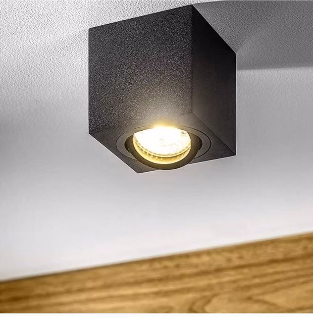 CGC Lighting Modern Black Square Surface Mount Adjustable Tilt GU10 Ceiling Spotlight – 5