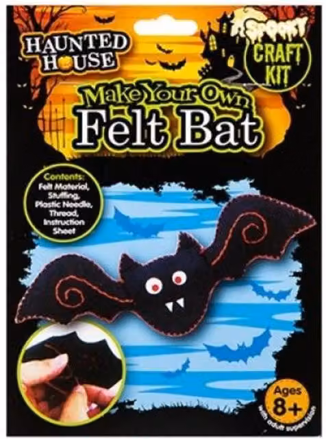 KDMD Make Your Own Felt Bat Kit, 3 Pack, Black