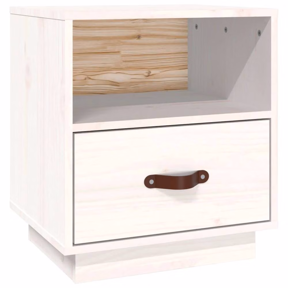 Berkfield Home Beautiful White Solid Wood Pine Bedside Cabinet W/D/H: 40 x 34 x 45 cm – 2