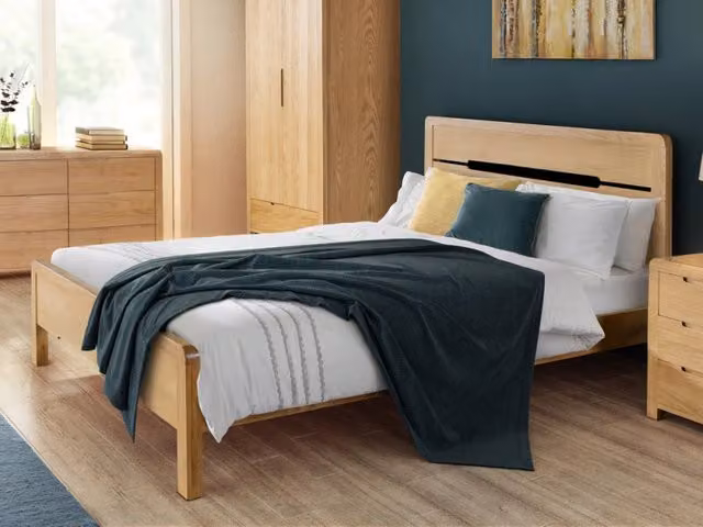 Julian Bowen Curve Oak Wooden Bed Frame, Brown, 140 x 200 cm