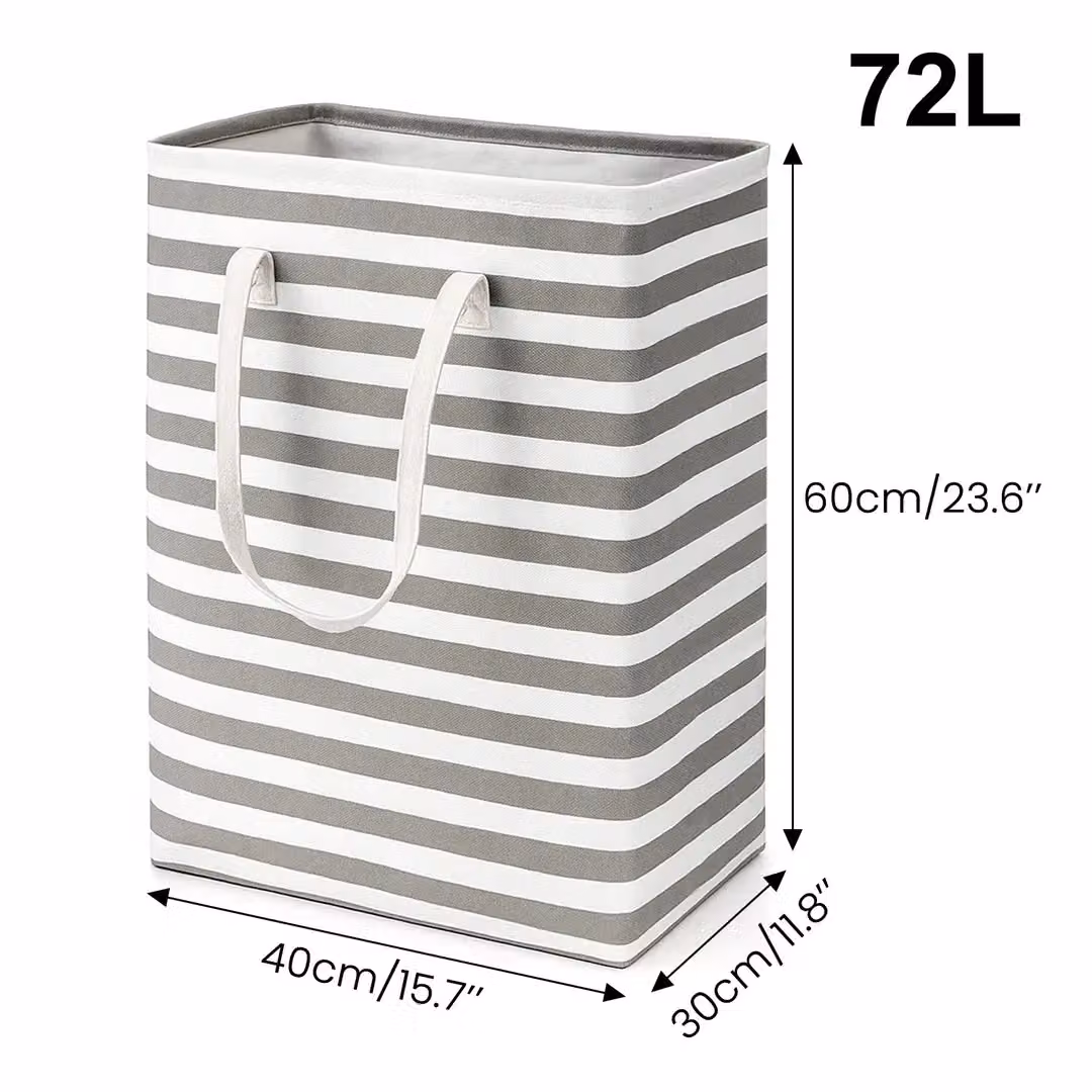 Hinsinc Extra Large Fabric Laundry Basket with Extended Handles, White, H 72 x W 60 x D 30 cm, H 72 x W 30 x D 60 cm – 2