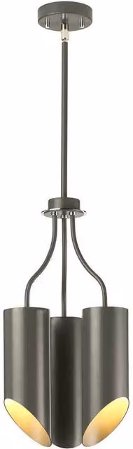 Elstead Quinto 3 Light Multi Arm Ceiling Pendant in Dark Grey and Polished Nickel with E27 Bulbs