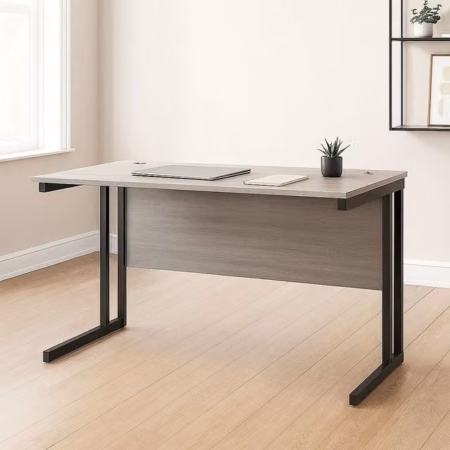 KOSY KOALA Grey Modern Computer Desk with Wood Top and Metal Legs for Home Office – 1