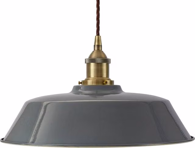 SE Home Chancery Pendant Light in French Grey and Antique Brass with Brown Twisted Details