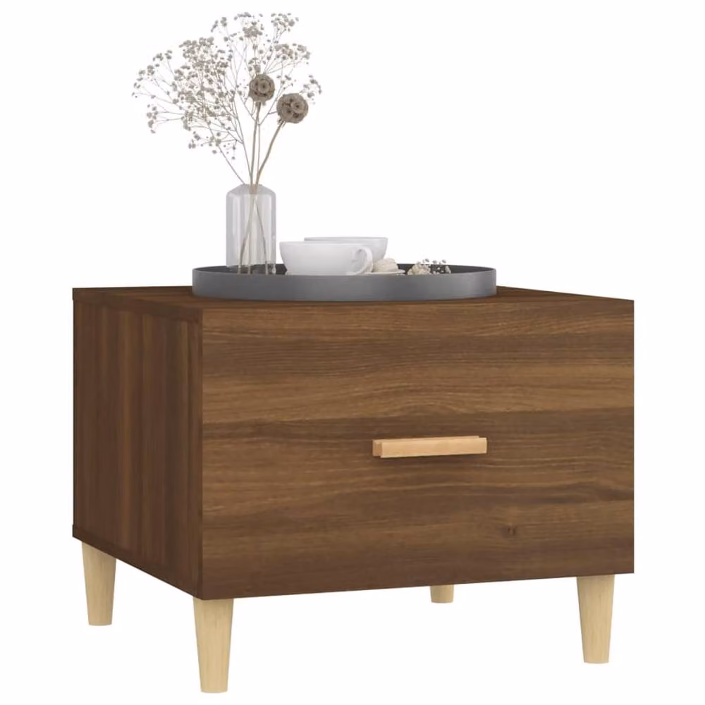 Berkfield Home Set of 2 Square Coffee Tables in Brown Oak, W/D/H: 50 x 50 x 40 cm – 4