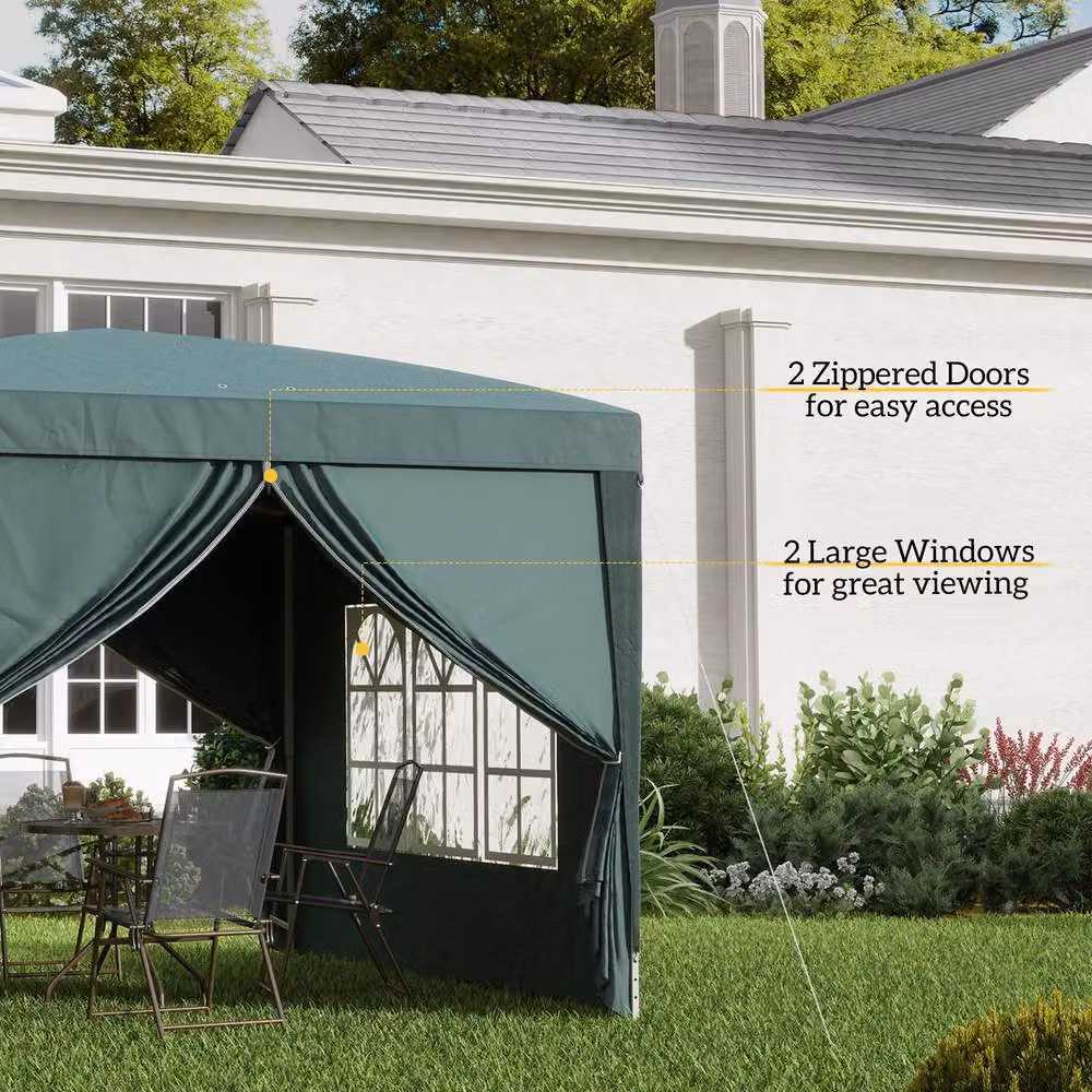 Outsunny Green Pop-Up Gazebo with Windows and Steel Frame, W/D/H: 300 x 300 x 196 cm – 7